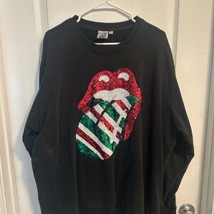 QUEEN OF SPARKLES Black Oversized Sequin Sweatshirt